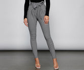 Pantalon skinny à imprimé pied-de-poule